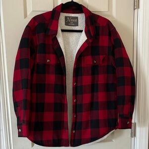 Red and Black Plaid Insulated Flannel Jacket